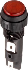 带灯座的信号灯，T4.6，9.1mm，圆形平灯罩 , 灯罩 红色, 焊接端子