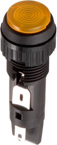 带灯座的信号灯，T4.6，9.1mm，圆形平灯罩 , 灯罩 黄色, 焊接端子