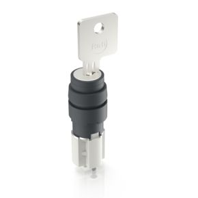 LUMOTAST 75 IP40，钥匙开关，圆形卡圈, 2 常闭 + 2 常开, 银触, 焊接端子, 90°, 自复位功能, 拔出位置 0+1