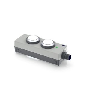 E-BOX IO-LINK, 2 个发光按键, 触感的, 前圈 银金属色, 2 常开, 灯罩 无色