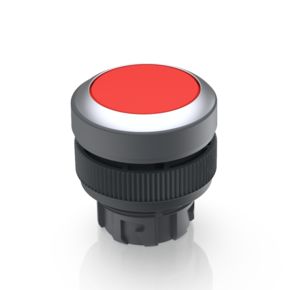 RAFIX 22 QR，发光按键，平灯罩，圆形卡圈, 触感的, 前圈 银金属色, 灯罩 红色