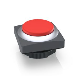 RAFIX 22 FS+按键，突起的灯罩，正方形卡圈, 触感的, 前圈 银金属色, 灯罩 红色