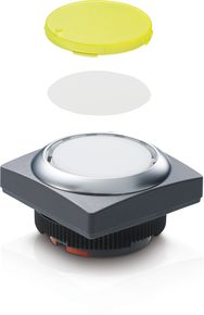 RAFIX 22 FS+发光按键 FLEXLAB，正方形卡圈, 自复位功能, 前圈 银金属色