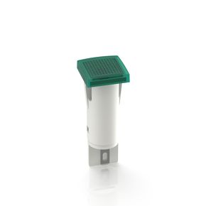 带集成白炽灯的信号灯，10mm，方形灯罩, 灯罩 绿色, 快插端子2.8 x 0.8，镀锡